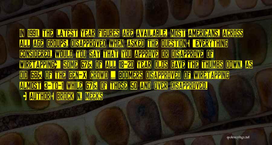 Brock N. Meeks Quotes: In 1991, The Latest Year Figures Are Available, Most Americans, Across All Age Groups, Disapproved When Asked The Question: 'everything