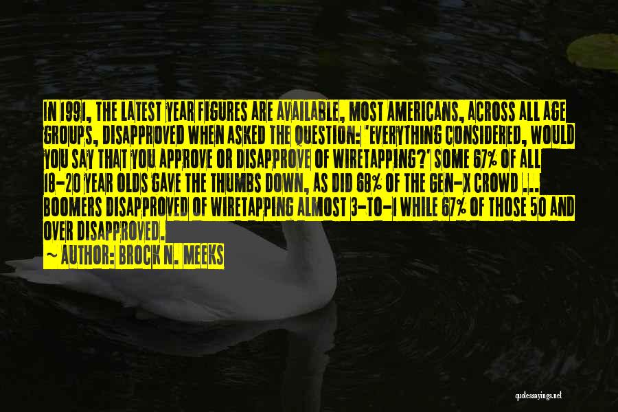 Brock N. Meeks Quotes: In 1991, The Latest Year Figures Are Available, Most Americans, Across All Age Groups, Disapproved When Asked The Question: 'everything