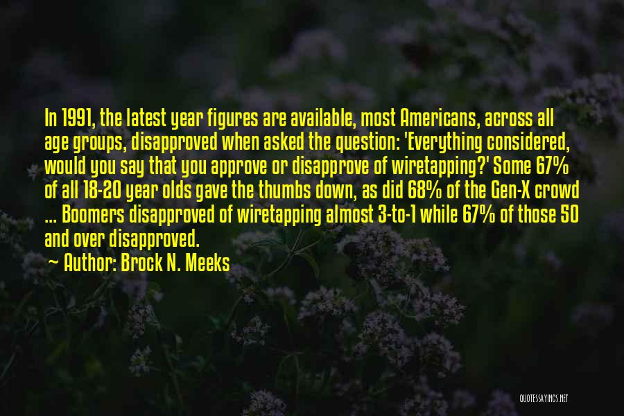 Brock N. Meeks Quotes: In 1991, The Latest Year Figures Are Available, Most Americans, Across All Age Groups, Disapproved When Asked The Question: 'everything