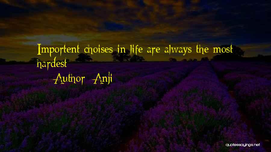 Anji Quotes: Importent Choises In Life Are Always The Most Hardest