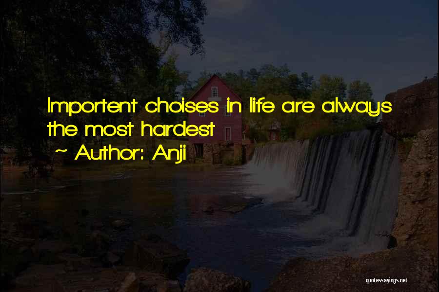 Anji Quotes: Importent Choises In Life Are Always The Most Hardest