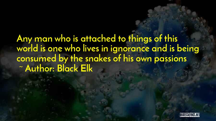 Black Elk Quotes: Any Man Who Is Attached To Things Of This World Is One Who Lives In Ignorance And Is Being Consumed