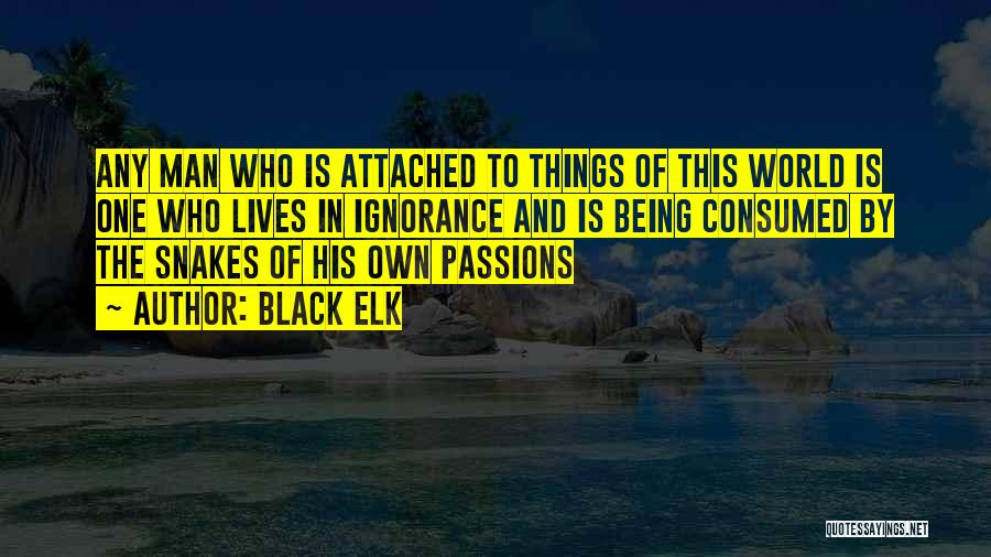 Black Elk Quotes: Any Man Who Is Attached To Things Of This World Is One Who Lives In Ignorance And Is Being Consumed