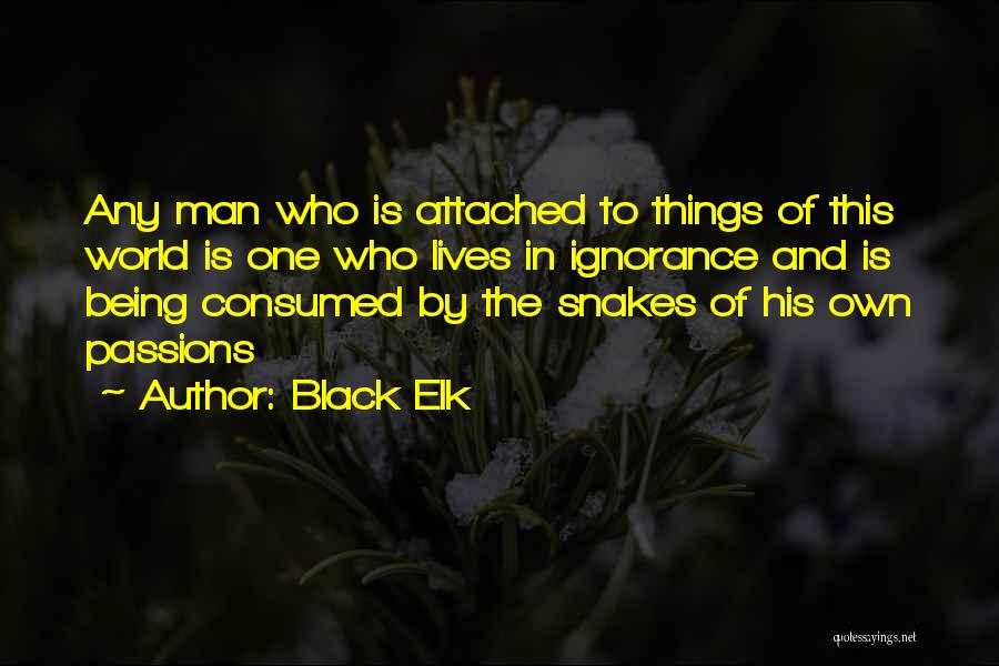 Black Elk Quotes: Any Man Who Is Attached To Things Of This World Is One Who Lives In Ignorance And Is Being Consumed