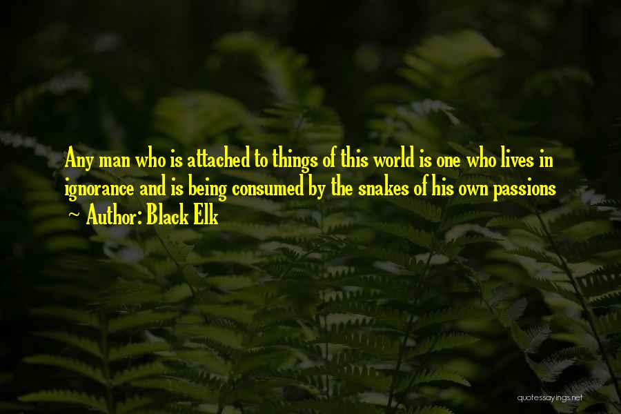 Black Elk Quotes: Any Man Who Is Attached To Things Of This World Is One Who Lives In Ignorance And Is Being Consumed