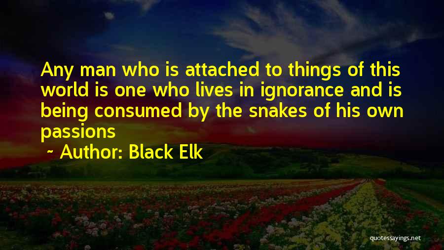 Black Elk Quotes: Any Man Who Is Attached To Things Of This World Is One Who Lives In Ignorance And Is Being Consumed