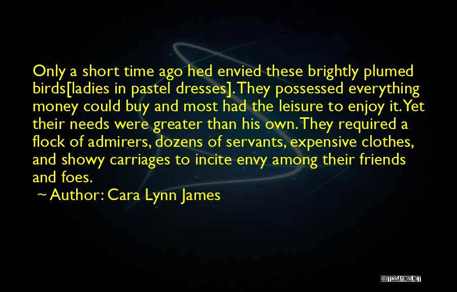 Cara Lynn James Quotes: Only A Short Time Ago Hed Envied These Brightly Plumed Birds[ladies In Pastel Dresses]. They Possessed Everything Money Could Buy