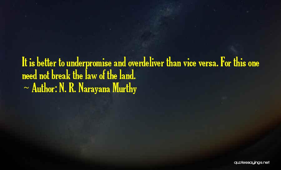 N. R. Narayana Murthy Quotes: It Is Better To Underpromise And Overdeliver Than Vice Versa. For This One Need Not Break The Law Of The