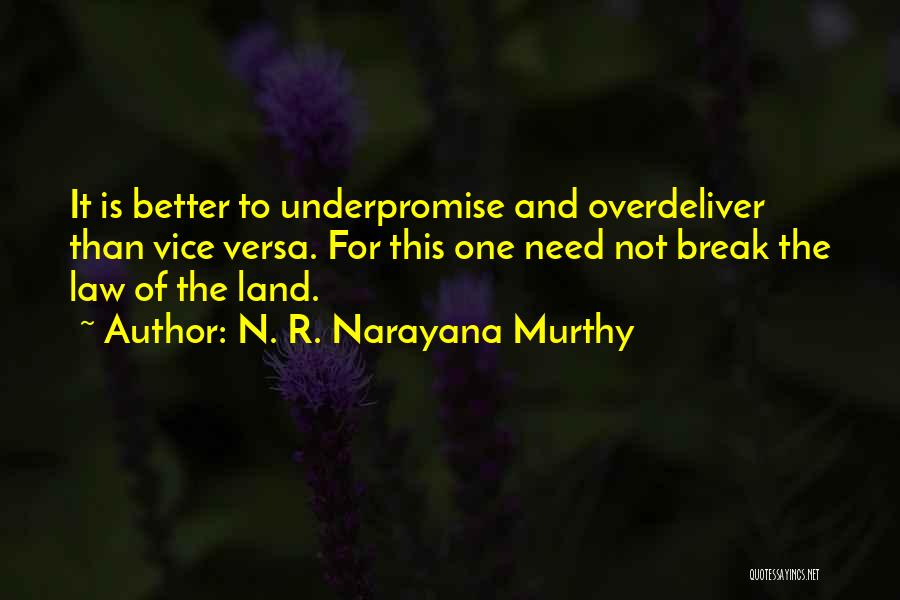 N. R. Narayana Murthy Quotes: It Is Better To Underpromise And Overdeliver Than Vice Versa. For This One Need Not Break The Law Of The