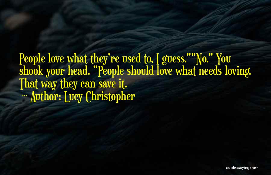 Lucy Christopher Quotes: People Love What They're Used To, I Guess.no. You Shook Your Head. People Should Love What Needs Loving. That Way