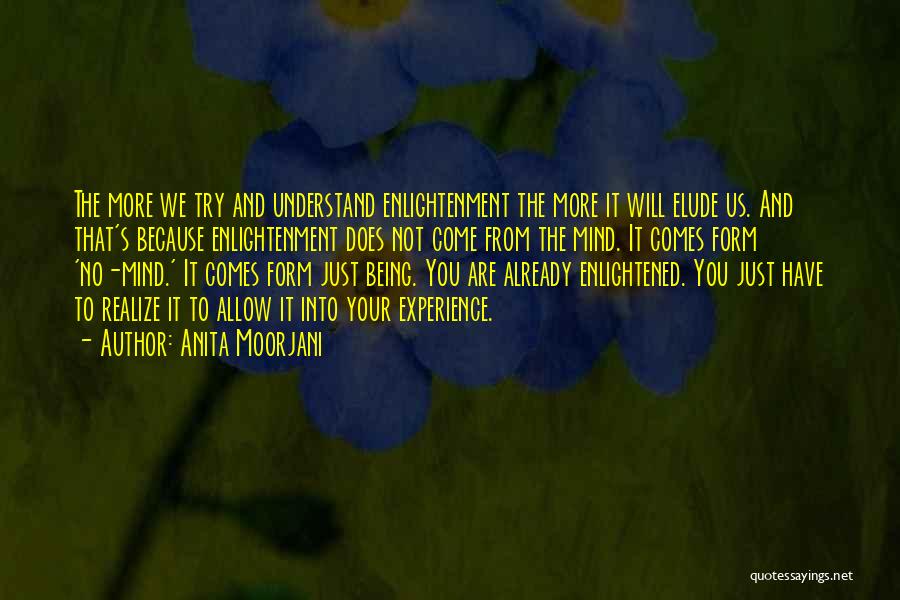 Anita Moorjani Quotes: The More We Try And Understand Enlightenment The More It Will Elude Us. And That's Because Enlightenment Does Not Come