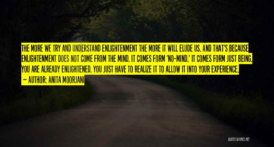 Anita Moorjani Quotes: The More We Try And Understand Enlightenment The More It Will Elude Us. And That's Because Enlightenment Does Not Come