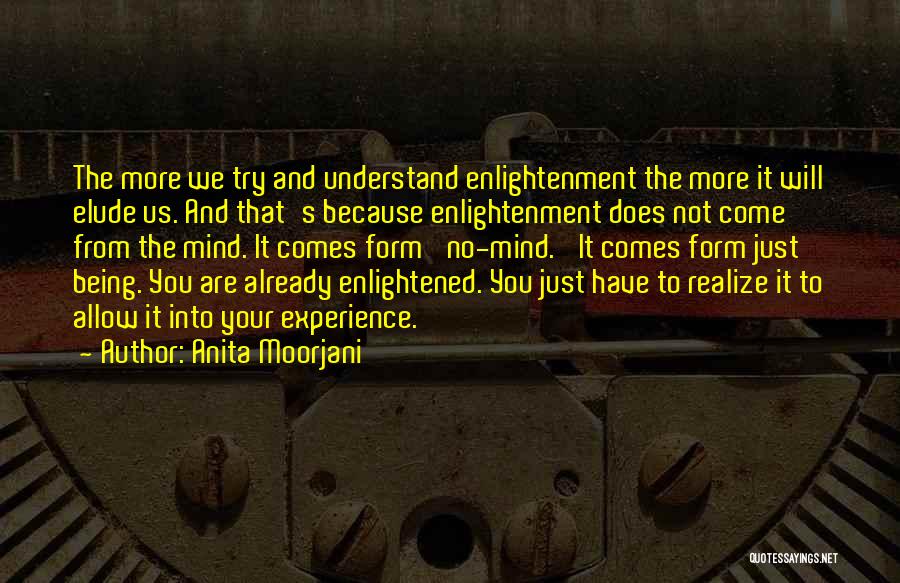 Anita Moorjani Quotes: The More We Try And Understand Enlightenment The More It Will Elude Us. And That's Because Enlightenment Does Not Come