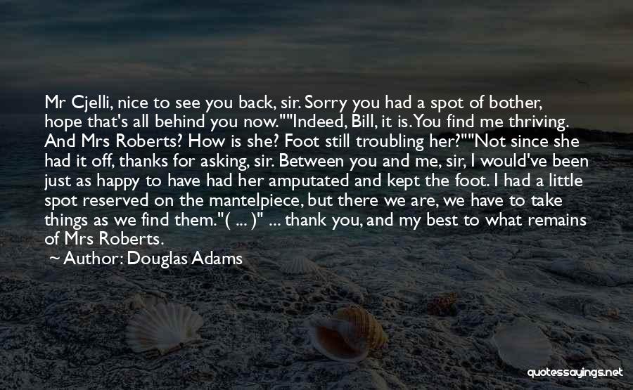 Douglas Adams Quotes: Mr Cjelli, Nice To See You Back, Sir. Sorry You Had A Spot Of Bother, Hope That's All Behind You