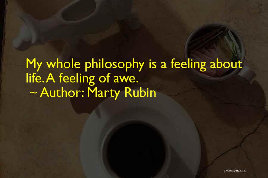 Marty Rubin Quotes: My Whole Philosophy Is A Feeling About Life. A Feeling Of Awe.