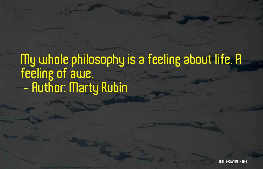 Marty Rubin Quotes: My Whole Philosophy Is A Feeling About Life. A Feeling Of Awe.
