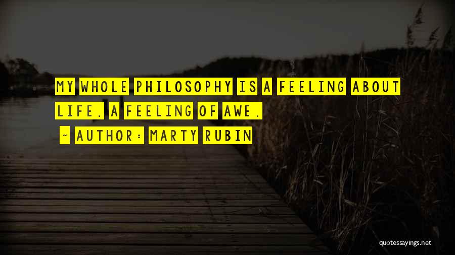Marty Rubin Quotes: My Whole Philosophy Is A Feeling About Life. A Feeling Of Awe.