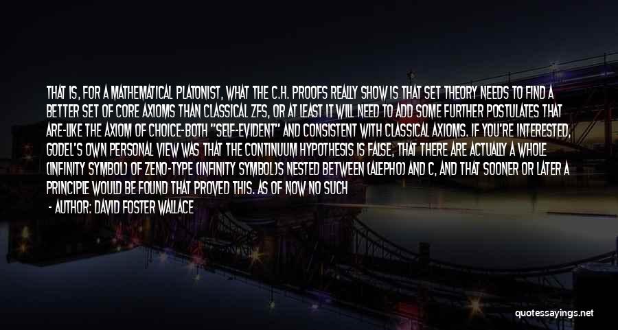 David Foster Wallace Quotes: That Is, For A Mathematical Platonist, What The C.h. Proofs Really Show Is That Set Theory Needs To Find A