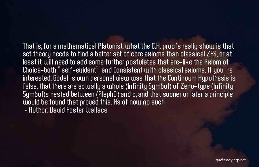 David Foster Wallace Quotes: That Is, For A Mathematical Platonist, What The C.h. Proofs Really Show Is That Set Theory Needs To Find A