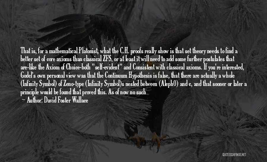 David Foster Wallace Quotes: That Is, For A Mathematical Platonist, What The C.h. Proofs Really Show Is That Set Theory Needs To Find A