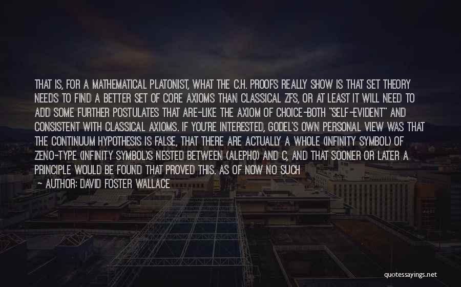 David Foster Wallace Quotes: That Is, For A Mathematical Platonist, What The C.h. Proofs Really Show Is That Set Theory Needs To Find A