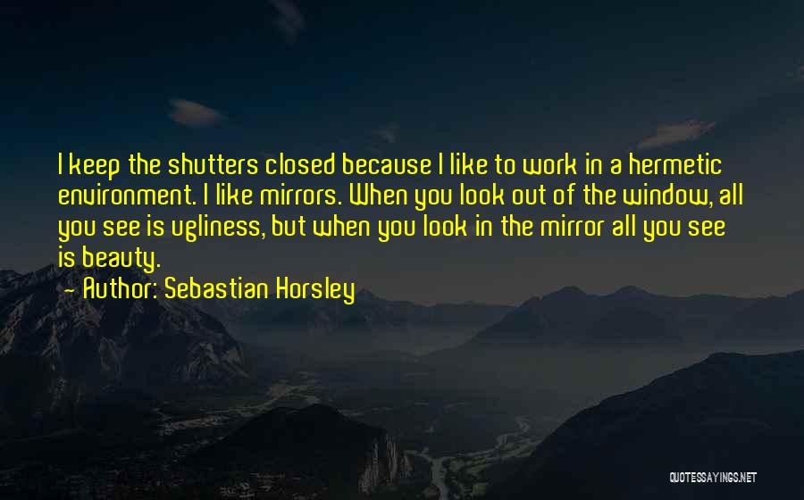 Sebastian Horsley Quotes: I Keep The Shutters Closed Because I Like To Work In A Hermetic Environment. I Like Mirrors. When You Look