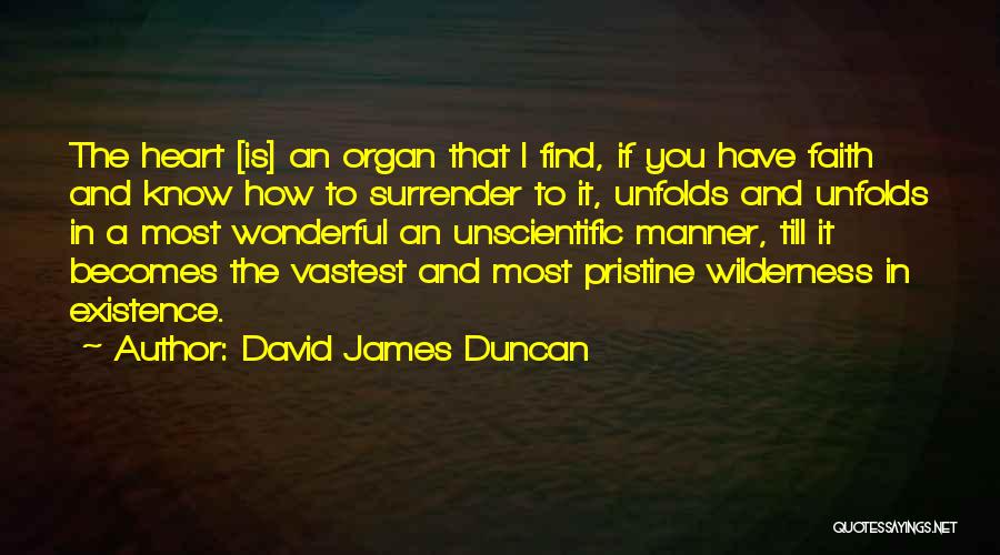 David James Duncan Quotes: The Heart [is] An Organ That I Find, If You Have Faith And Know How To Surrender To It, Unfolds