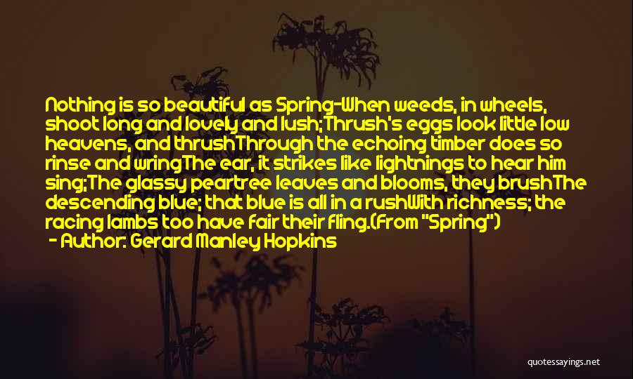 Gerard Manley Hopkins Quotes: Nothing Is So Beautiful As Spring-when Weeds, In Wheels, Shoot Long And Lovely And Lush;thrush's Eggs Look Little Low Heavens,
