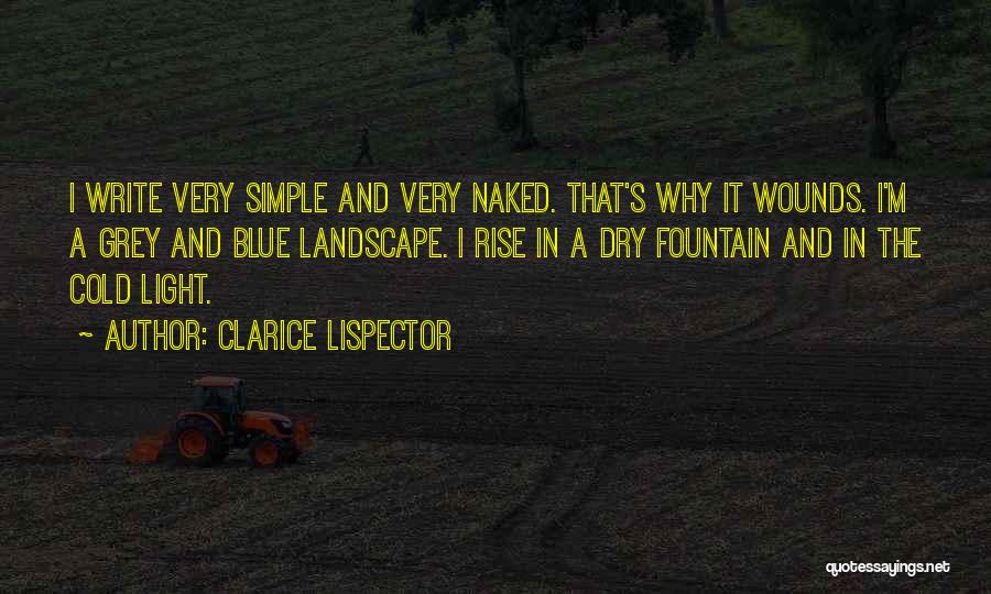 Clarice Lispector Quotes: I Write Very Simple And Very Naked. That's Why It Wounds. I'm A Grey And Blue Landscape. I Rise In