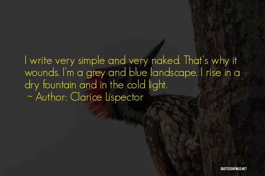 Clarice Lispector Quotes: I Write Very Simple And Very Naked. That's Why It Wounds. I'm A Grey And Blue Landscape. I Rise In