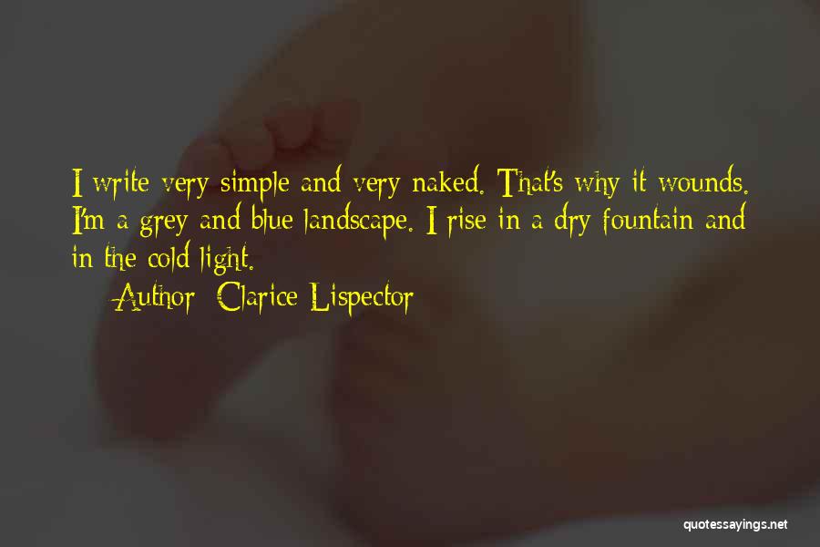 Clarice Lispector Quotes: I Write Very Simple And Very Naked. That's Why It Wounds. I'm A Grey And Blue Landscape. I Rise In