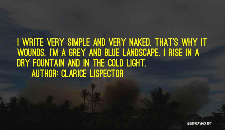 Clarice Lispector Quotes: I Write Very Simple And Very Naked. That's Why It Wounds. I'm A Grey And Blue Landscape. I Rise In