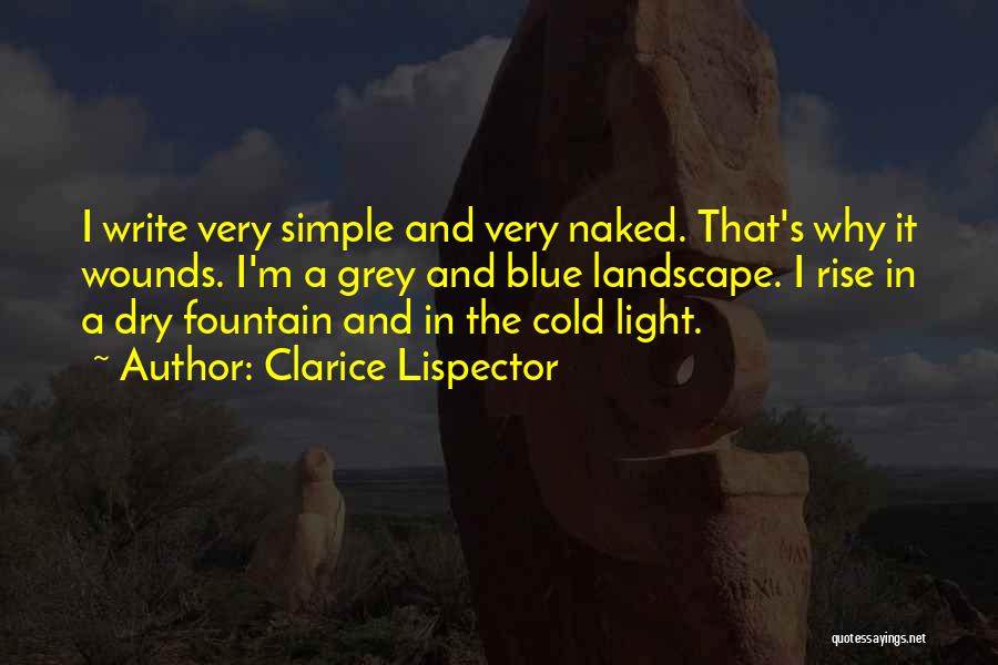 Clarice Lispector Quotes: I Write Very Simple And Very Naked. That's Why It Wounds. I'm A Grey And Blue Landscape. I Rise In