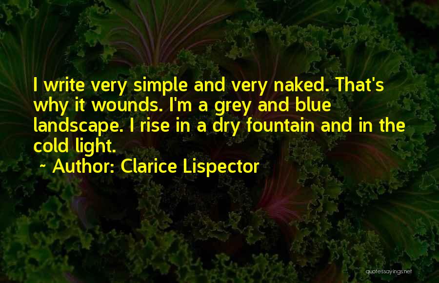 Clarice Lispector Quotes: I Write Very Simple And Very Naked. That's Why It Wounds. I'm A Grey And Blue Landscape. I Rise In