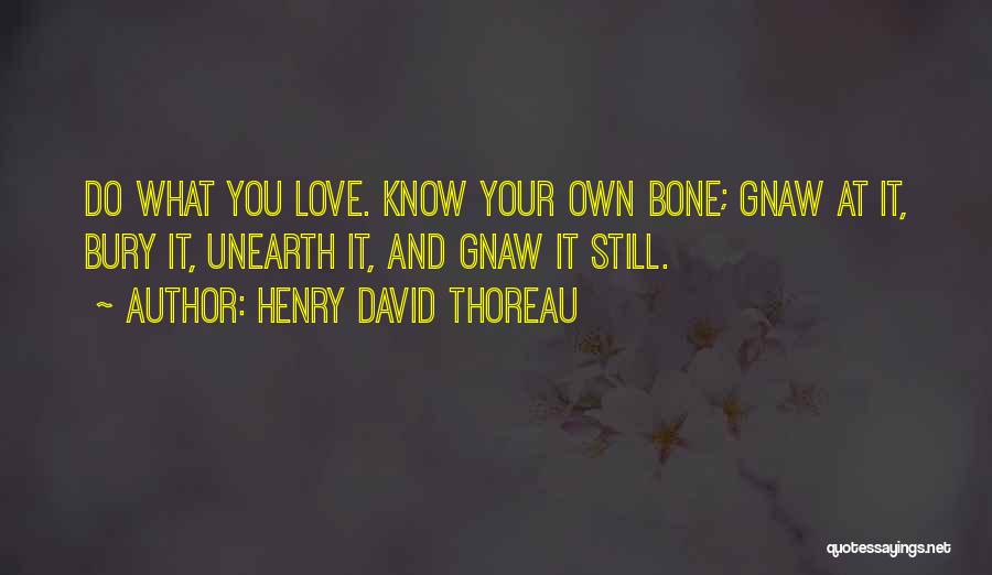 Henry David Thoreau Quotes: Do What You Love. Know Your Own Bone; Gnaw At It, Bury It, Unearth It, And Gnaw It Still.