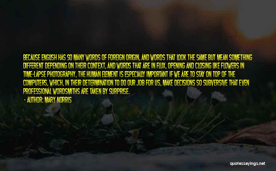 Mary Norris Quotes: Because English Has So Many Words Of Foreign Origin, And Words That Look The Same But Mean Something Different Depending