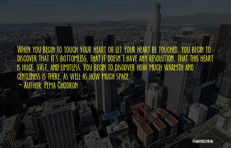 Pema Chodron Quotes: When You Begin To Touch Your Heart Or Let Your Heart Be Touched, You Begin To Discover That It's Bottomless,