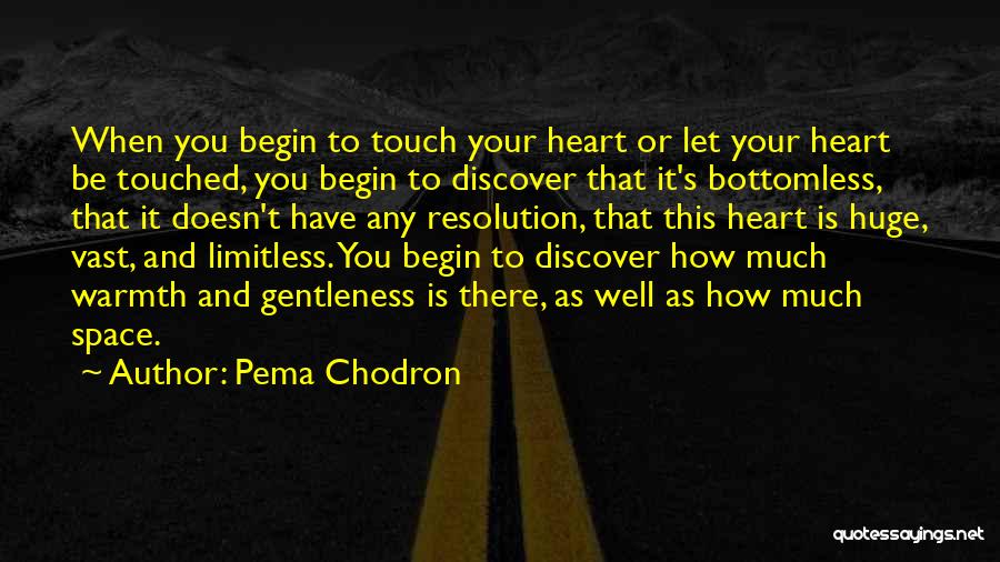 Pema Chodron Quotes: When You Begin To Touch Your Heart Or Let Your Heart Be Touched, You Begin To Discover That It's Bottomless,