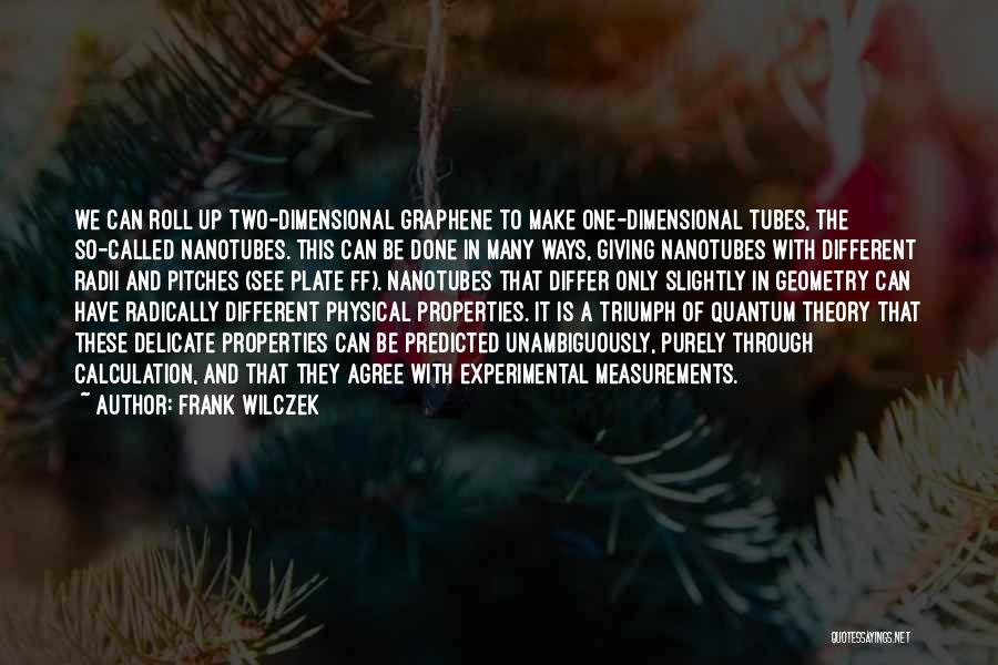 Frank Wilczek Quotes: We Can Roll Up Two-dimensional Graphene To Make One-dimensional Tubes, The So-called Nanotubes. This Can Be Done In Many Ways,