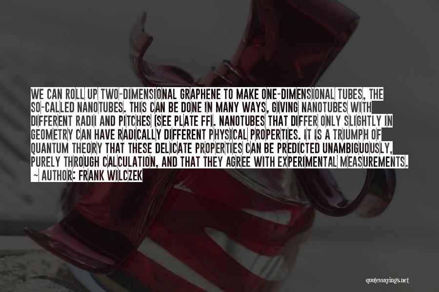 Frank Wilczek Quotes: We Can Roll Up Two-dimensional Graphene To Make One-dimensional Tubes, The So-called Nanotubes. This Can Be Done In Many Ways,