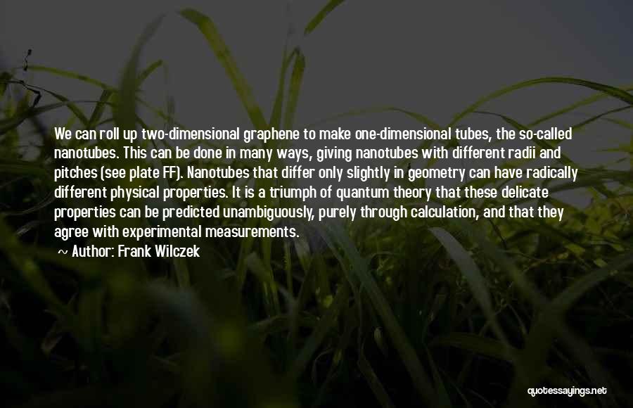 Frank Wilczek Quotes: We Can Roll Up Two-dimensional Graphene To Make One-dimensional Tubes, The So-called Nanotubes. This Can Be Done In Many Ways,