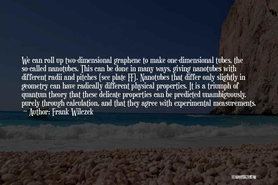 Frank Wilczek Quotes: We Can Roll Up Two-dimensional Graphene To Make One-dimensional Tubes, The So-called Nanotubes. This Can Be Done In Many Ways,