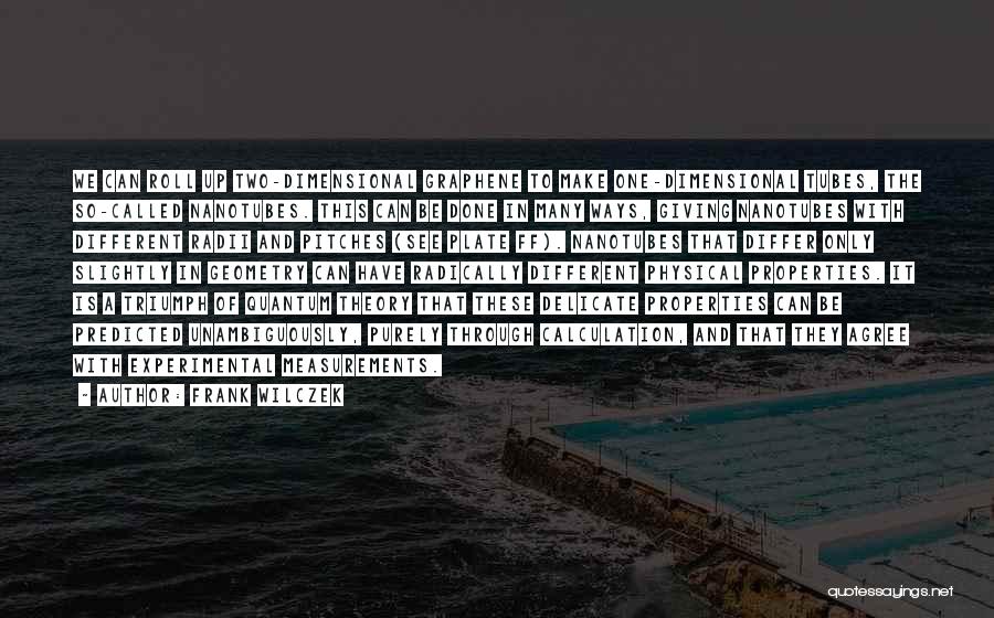Frank Wilczek Quotes: We Can Roll Up Two-dimensional Graphene To Make One-dimensional Tubes, The So-called Nanotubes. This Can Be Done In Many Ways,