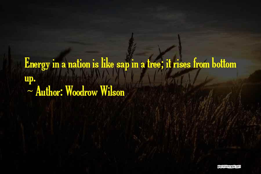 Woodrow Wilson Quotes: Energy In A Nation Is Like Sap In A Tree; It Rises From Bottom Up.