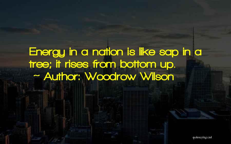 Woodrow Wilson Quotes: Energy In A Nation Is Like Sap In A Tree; It Rises From Bottom Up.