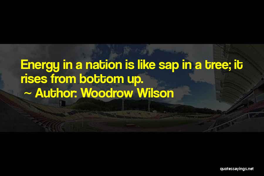 Woodrow Wilson Quotes: Energy In A Nation Is Like Sap In A Tree; It Rises From Bottom Up.