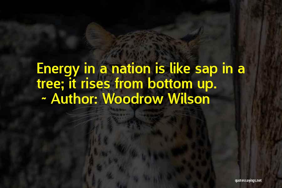 Woodrow Wilson Quotes: Energy In A Nation Is Like Sap In A Tree; It Rises From Bottom Up.