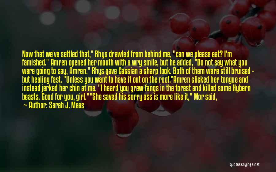 Sarah J. Maas Quotes: Now That We've Settled That, Rhys Drawled From Behind Me, Can We Please Eat? I'm Famished. Amren Opened Her Mouth
