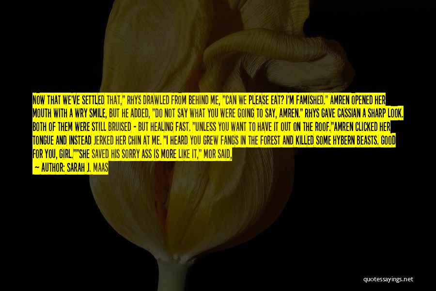 Sarah J. Maas Quotes: Now That We've Settled That, Rhys Drawled From Behind Me, Can We Please Eat? I'm Famished. Amren Opened Her Mouth