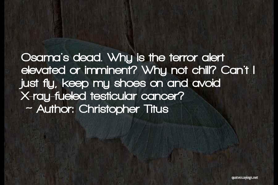 Christopher Titus Quotes: Osama's Dead. Why Is The Terror Alert Elevated Or Imminent? Why Not Chill? Can't I Just Fly, Keep My Shoes